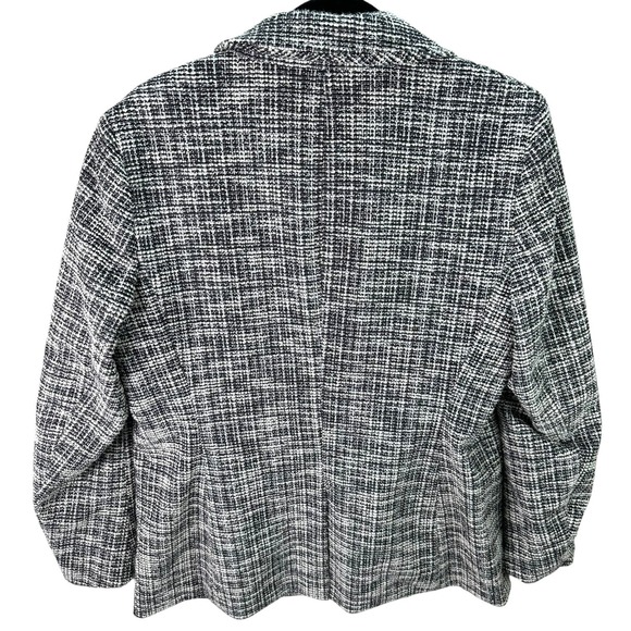 Anne Klein Women's Blazer Jacket Black White Tweed Single Button Size L - Picture 15 of 16